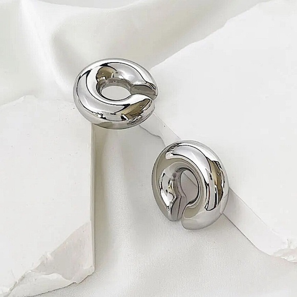 Stainless Steel Chunky Ear Cuff Silver Hip Hop Exaggerated Unisex - Picture 5 of 6